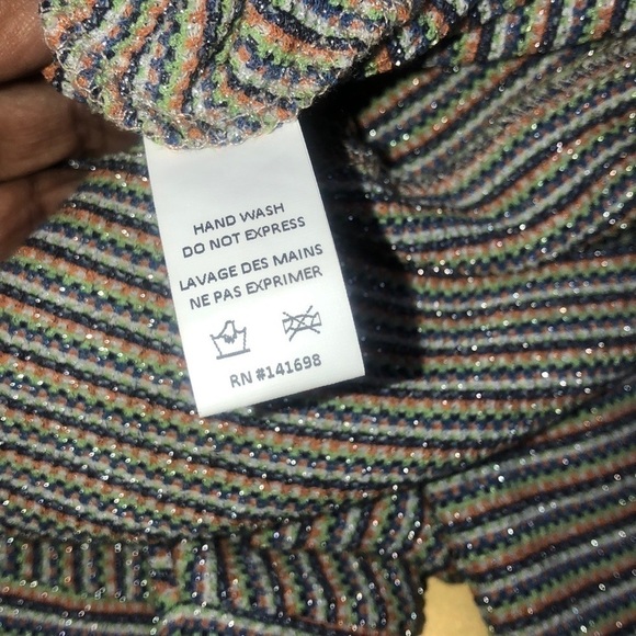 Ramy Brook Multicolored Ribbed All Over Metallic Design Long Sleeve Blouse XS - Picture 16 of 16